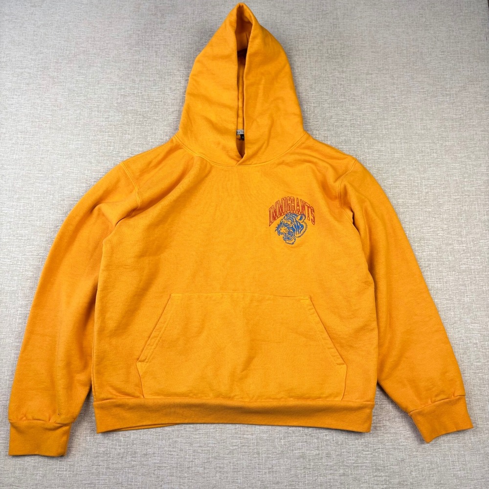 Kids of Immigrants Tiger Logo Hoodie Orange Mens Large Streetwear Pullover